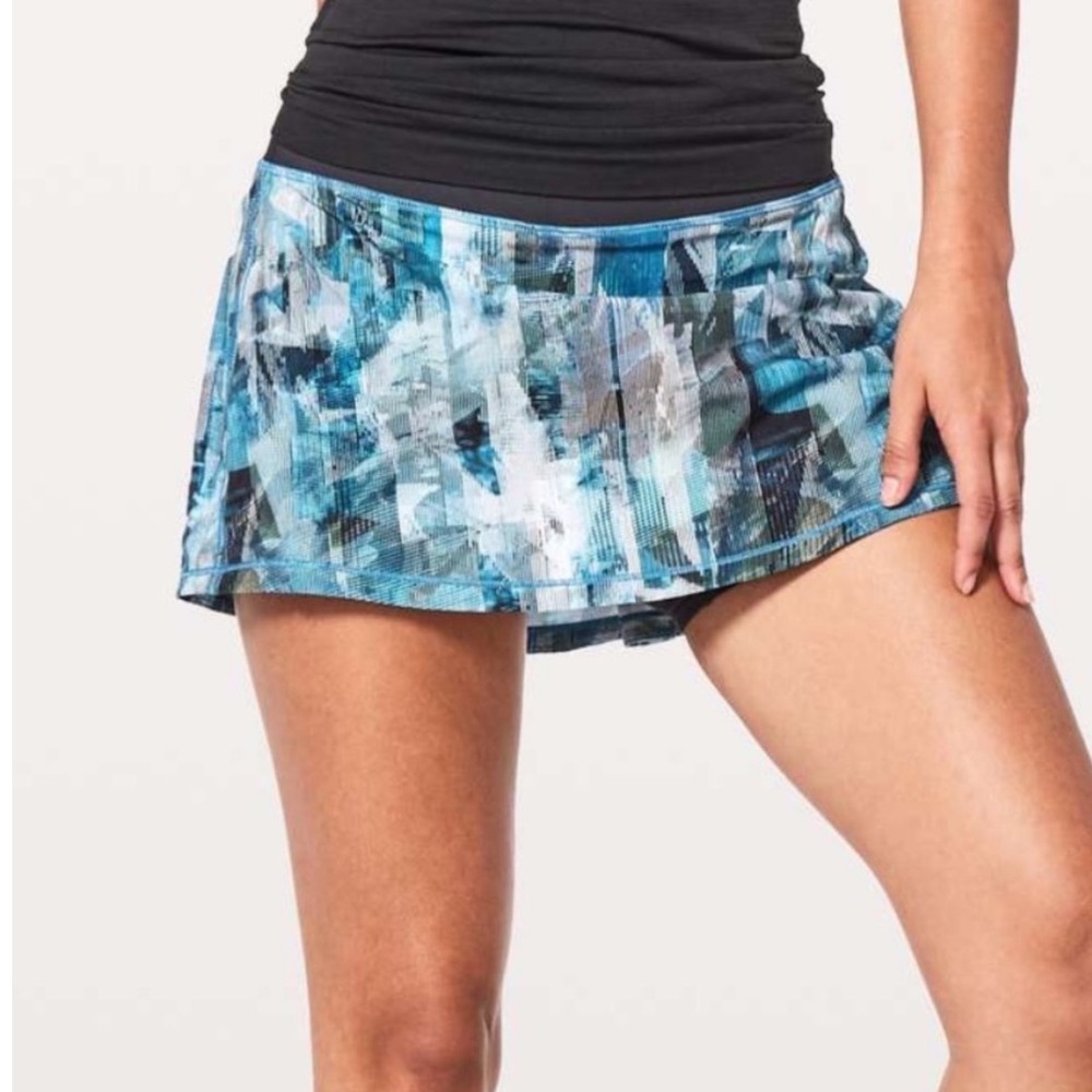 Lululemon Pace Rival Skirt Women 6 Sun Dazed Multi Blue Pleated Athletic Skort